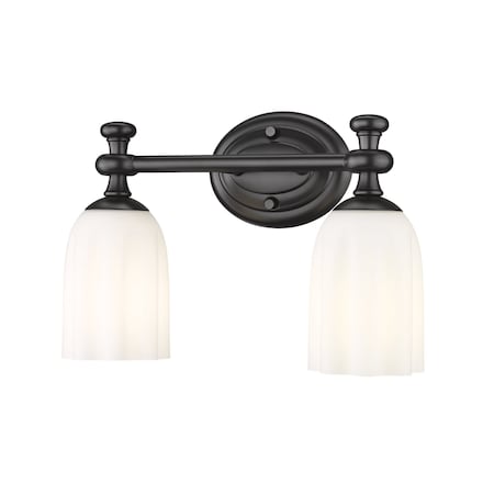Z-Lite Orion 2 Light Vanity, 13.75in. W x 44in. L, Matte Black 1102-2V-MB